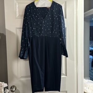 Rebecca Taylor Tailored Navy with Lilac Flowers Dress Size 12